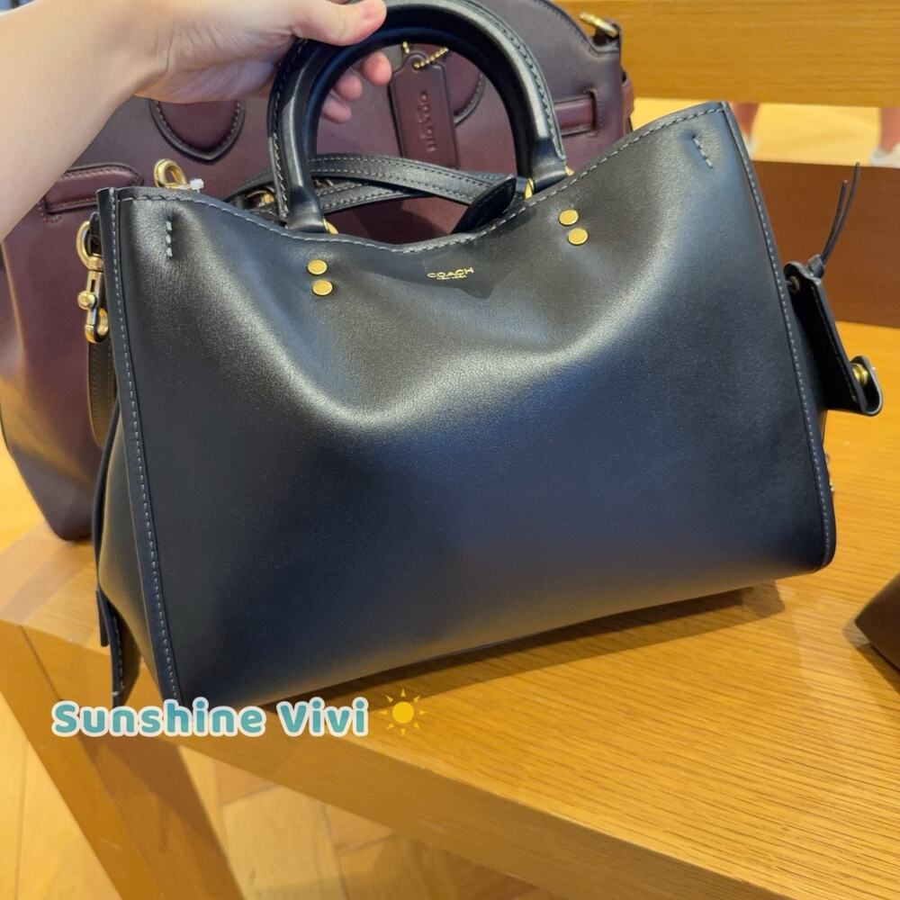NWT Coach Rogue 31 Bag in Black Pebbled Leather & Brass Satchel Handbag CCX23